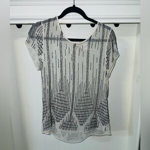 Black and White Bead Embellished Parker Top